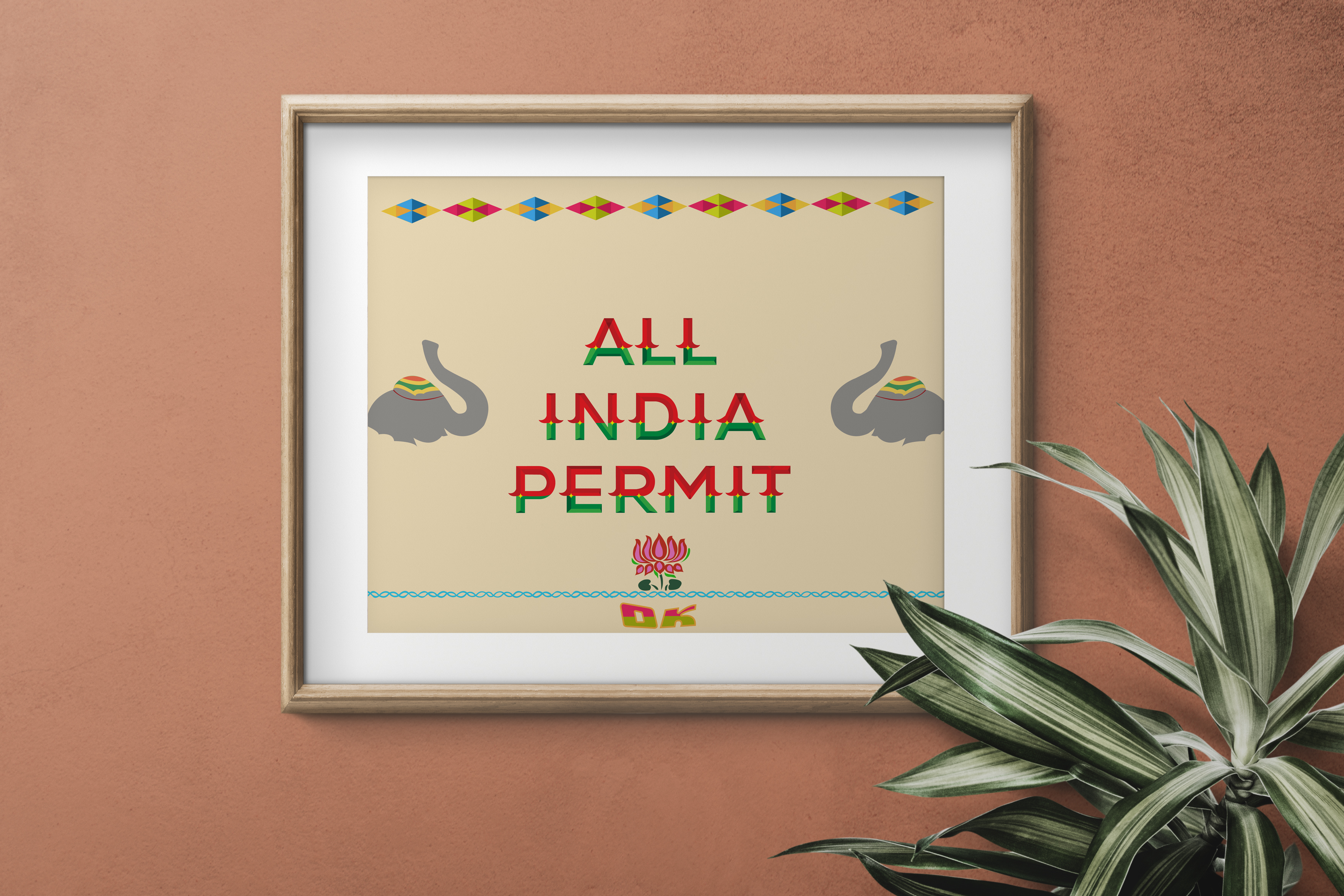 Wooden frame mockup on an orange wall